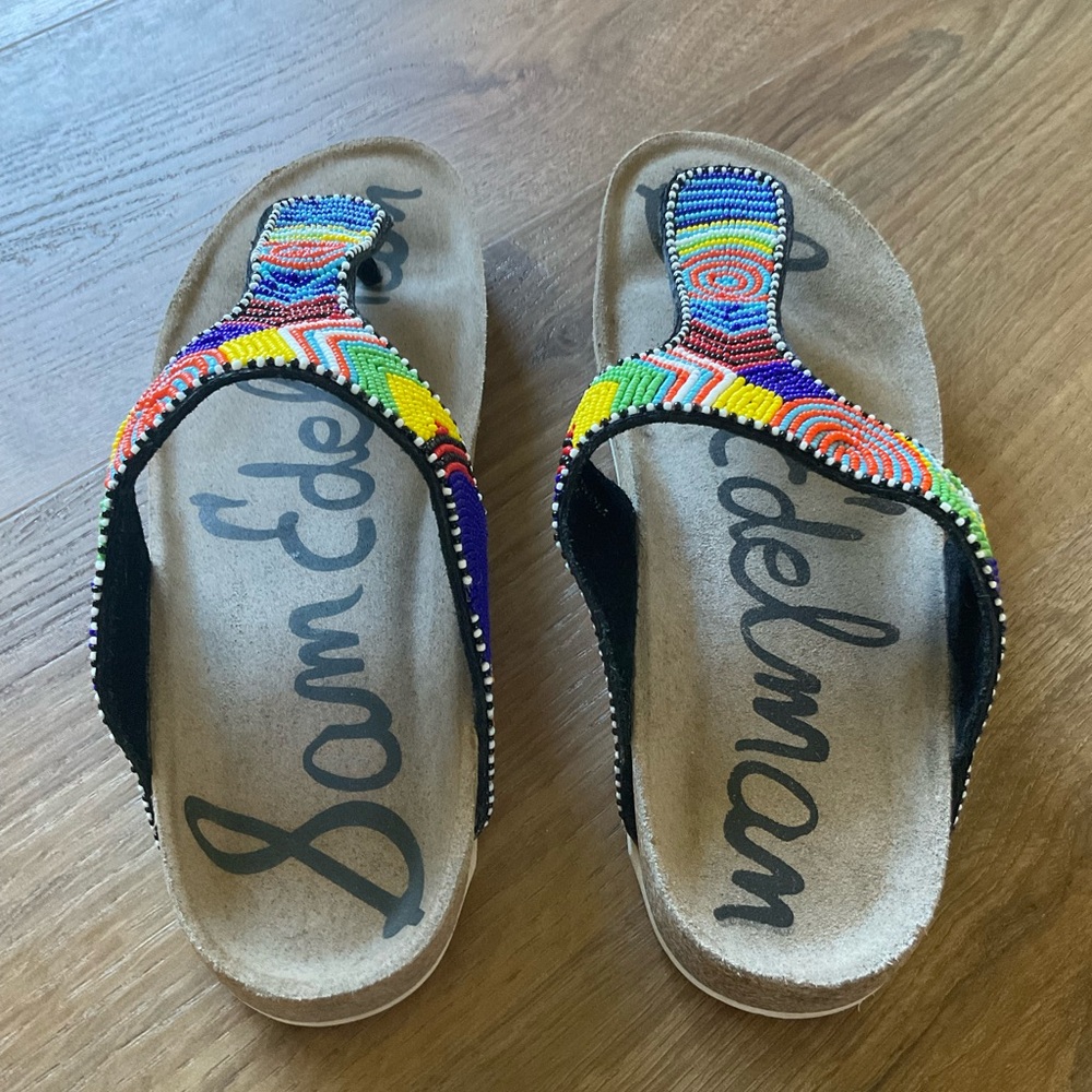 Sam Edelman Olivie Women’s Colorful Beaded Sandals Size 8 - Picture 2 of 5